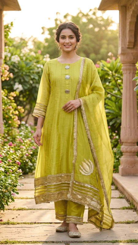 Yellow Tissue Festive Dupatta Set