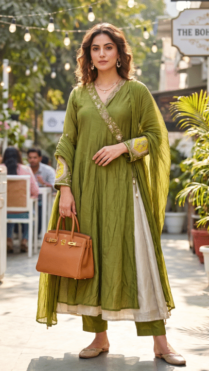 Green Mul Chanderi Suit Set