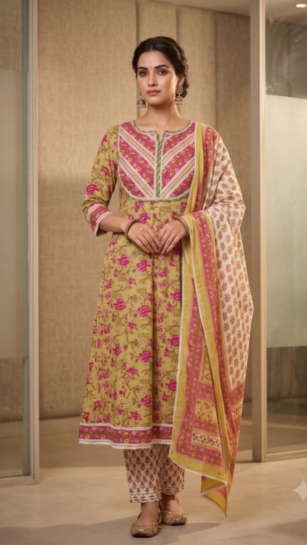 Multi Floral Printed Pure Cotton 3 Pc Set