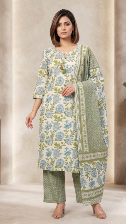 Multi Floral Printed Pure Cotton 3 Pc Set